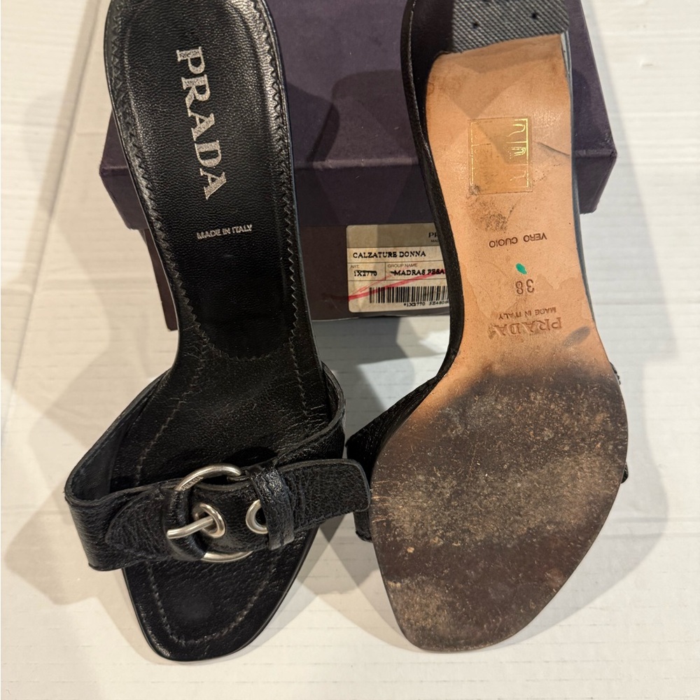 Prada Black Buckle Mule Heels – 2” Heel | Timeless Elegance - Picture 5 of 5